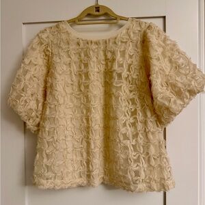Anthropologie Ivory Textured Blouse